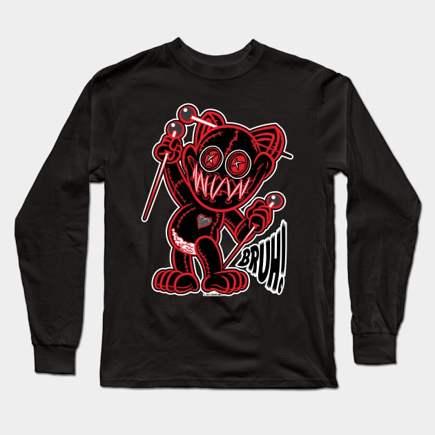 Bruh! Voodoo Kitty Cat Doll Red and Black Long Sleeve T-Shirt by eShirtLabs